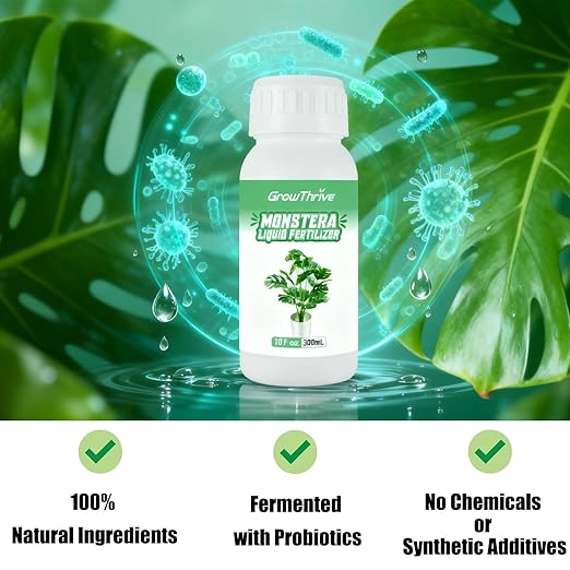 Organic Monstera Plant Food & Liquid Fertilizer (10 oz) - Probiotic Nutrient Solution for Vibrant Leaves & Root Growth - Indoor Plant Care