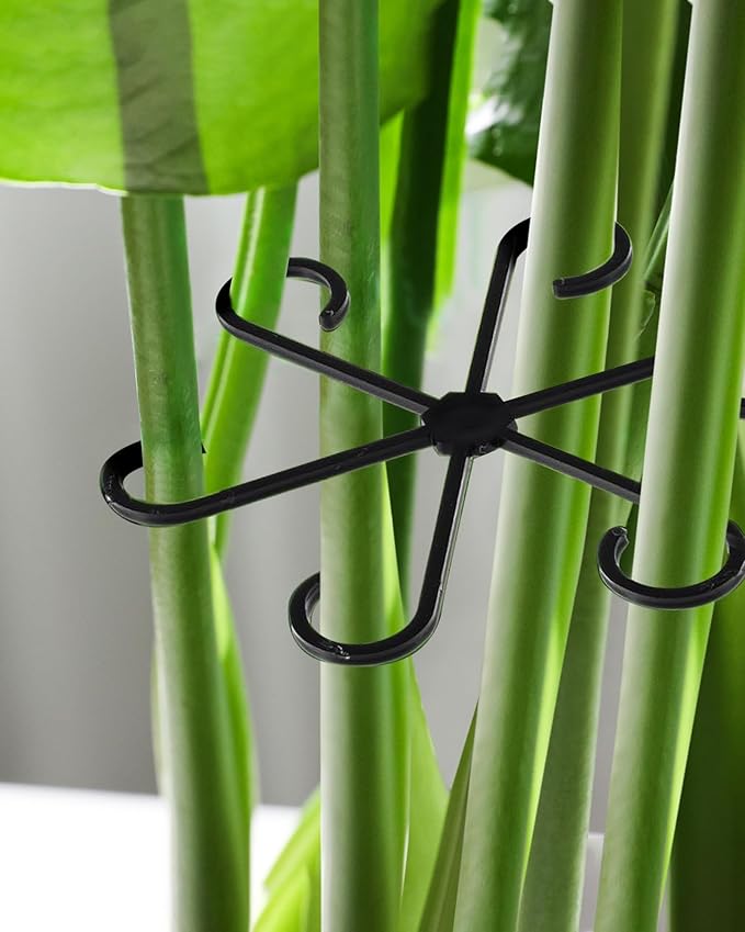 12Pcs Plant Stem Support,4 Sizes Reusable Monstera Plant Support Stakes Durable Plastic Climbing Houseplant Stem Hook Holders for Flower Plants Indoor Outdoor Growth Accessories