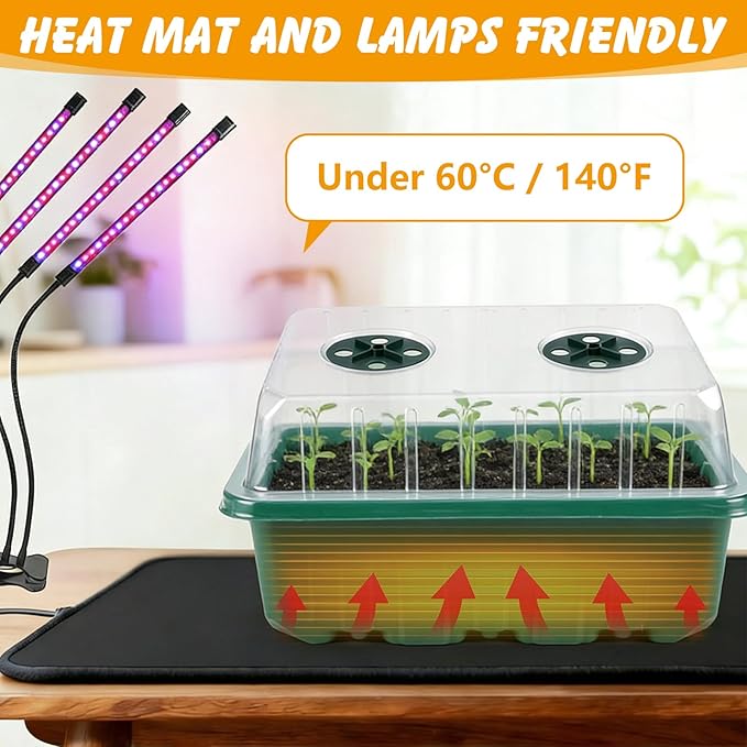 ondware 10-Pack Seed Starter Trays with Humidity Domes, 240 Cells, Seed Starter Kit for Indoor Greenhouse, Seedling Starter Tray for Seeds Growing Starting