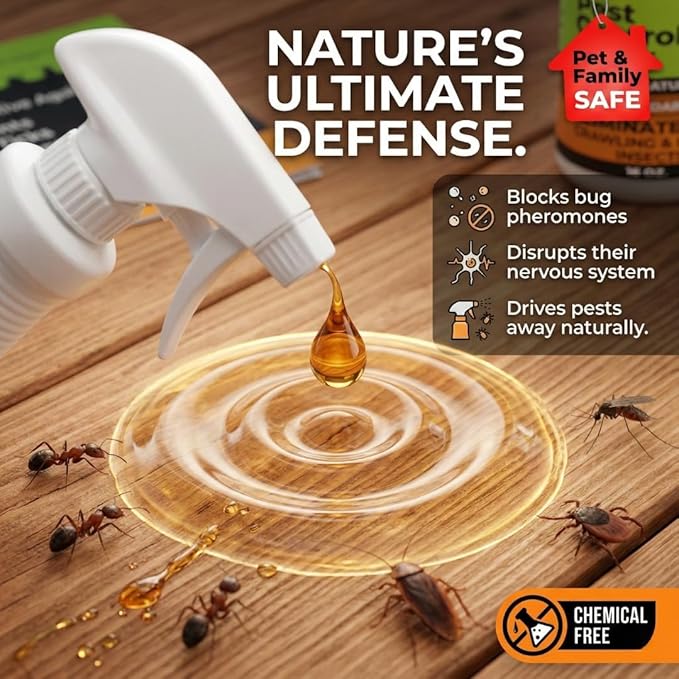 Nature’s Dome Cedarwood Oil Pest Control Spray 16 Oz |100% Natural Ant Killer & Bug Spray for Indoor & Outdoor Use | Eco-Friendly Bug Spray for Flea, Ticks, Ant & Mosquitos | Safe for Pets and Kids