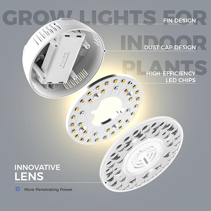 Barrina Orbgrow OG09 Puck Grow Light with Timer, 660nm Red LEDs 54W(6 x 9W, 810 Watt Equiv), Full Spectrum Plant Light for Indoor Plant, Magnetic & Linkable, 5 Levels Dimmable for Plant Shelf, 6 Packs