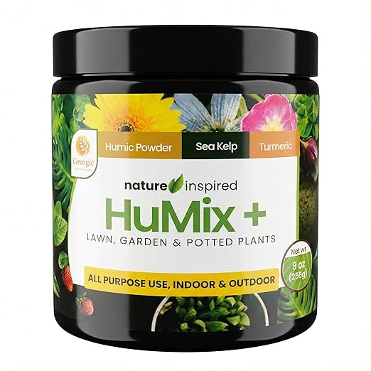 HuMix+ Humic Powder with Turmeric & Seaweed Extract – Natural Soil Conditioner & Root Booster for Lawns, Vegetables, Flowers & Houseplants – Garden Plant Food
