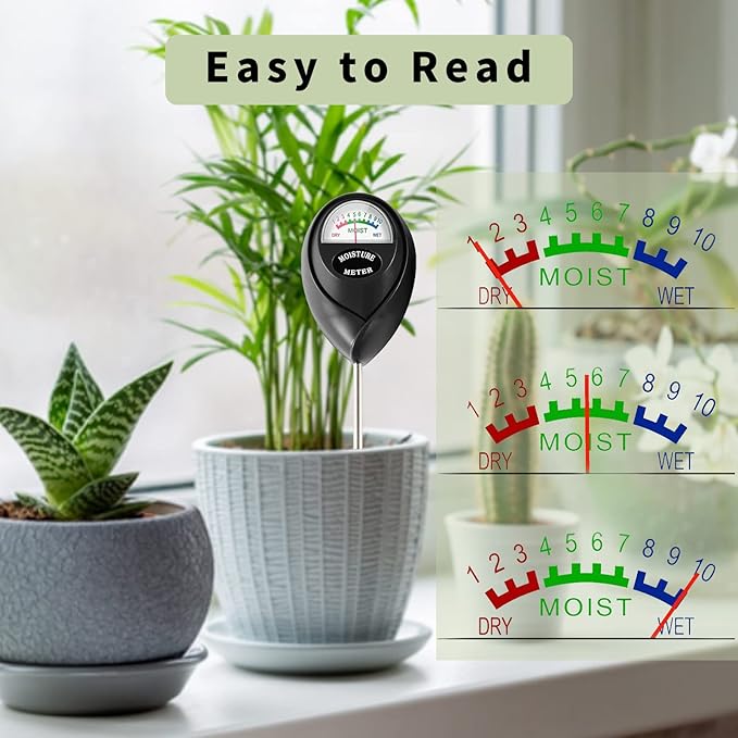 Soil Moisture Meter, 2 Pack Plant Water Meter Soil Meter Moisture Sensor Hygrometer for Indoor Outdoor Plant Care,No Battery Needed(Green + Black)