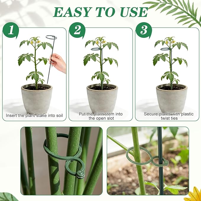 12 Pcs Plant Stake Support Adjustable Three Sizes(12 or 24 or 36 Inch) Monstera Support Stakes for Outdoor or Indoor, Garden Plant Stakes for Flowers Amaryllis Tomato Lilies Peony Rose