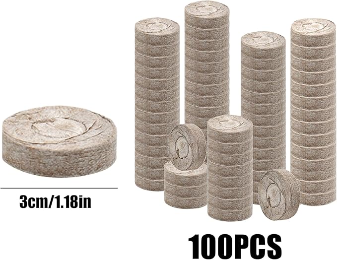 100 Pieces Organic, Potting Fertilizer 30MM, Peat Rooting Soil, for Vegetable Flower, Tree Cactus Orchid, Bonsai Monstera Citrus, Soil for Plants, Seedling Starter Pods, Root Growth Booster