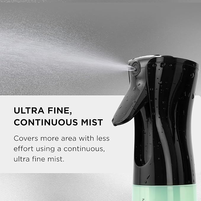 Style Factor Edge Booster Mist Spray Bottle for Hair (10.1oz/300ml) - Continuous Ultra Fine Mist Sprayer – For Hairstyling, Salons, Cleaning, Plants, Essential Oil & More - Black