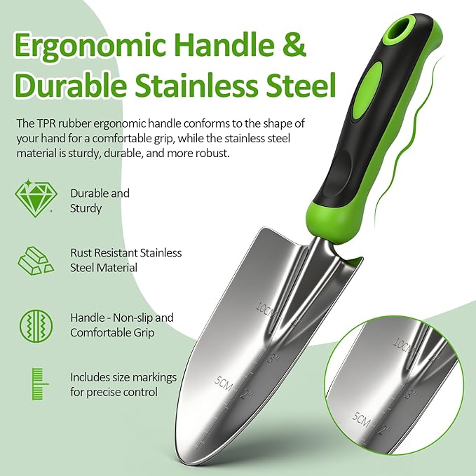 Gardening Tools Set,OPPSIUE 9 Pcs Stainless Steel Gardening Hand Tool Kit with Rubber Non-Slip Handle,with Shoulder Crossbody/Tote Bag,Ideal Gifts for Women and Men