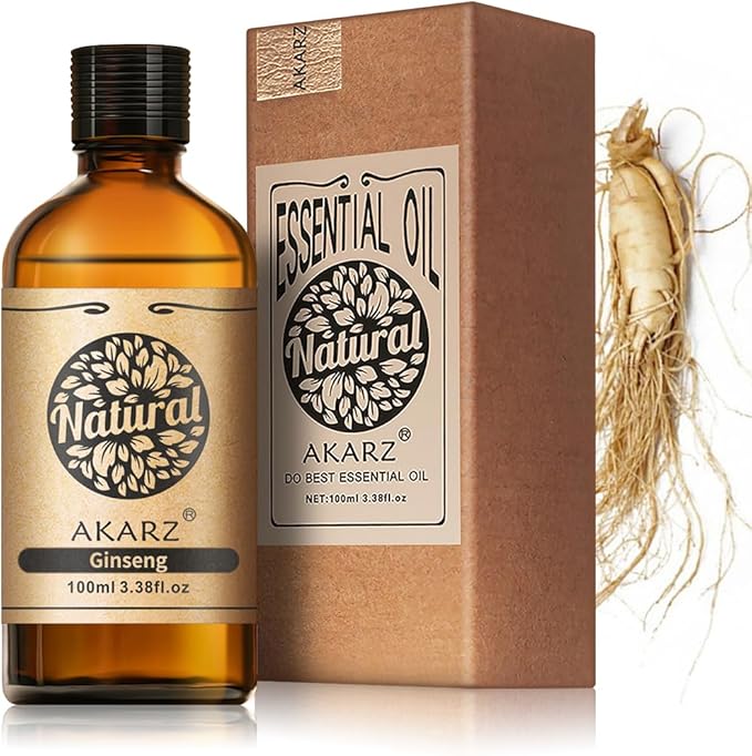 AKARZ 100ml Ginseng Essential Oil Natural Ginseng Oil Pure for Candle Making,DIY Skincare Products Massage,Home Spa Relaxation