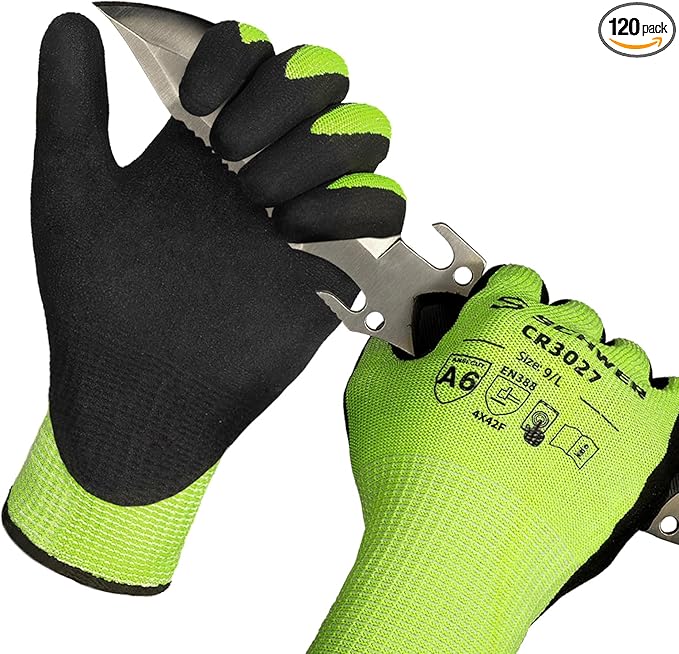 Schwer 120 Pairs Cut Resistant Gloves ANSI A6/A7 (Send Randomly) Cut Proof Work Gloves, Touchscreen, for Men and Women Used for Woodworking, Glass Cutting, Construction, Cargo Handling, Car Repair, M