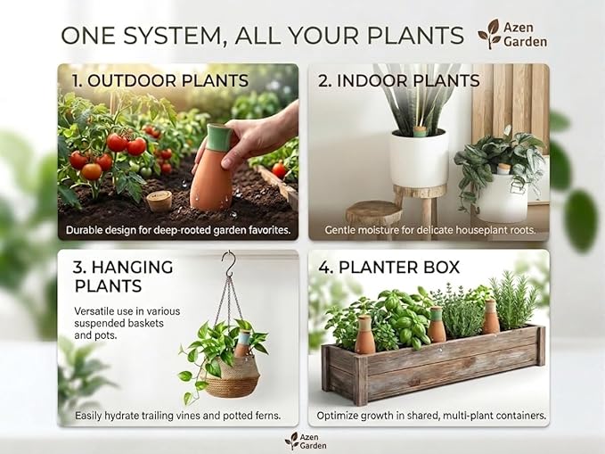 Ollas Plant Watering Globes - Terracotta Self Watering Planter Insert - Automatic Water Bulbs for Indoor/Outdoor Plants - Easy Refill System - Set of 4