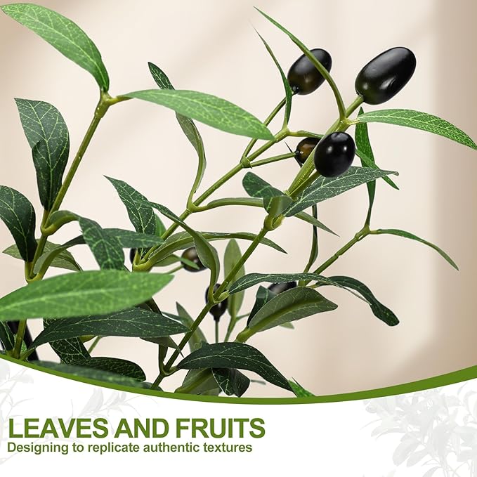 TNELTUEB Faux Olive Tree 6FT - Indoor Tall Artificial Olive Trees with Planter & Basket and Lights, Artificial Plants with Natural Wood Trunk and Realistic Fruits for Home Living Room Office Decor