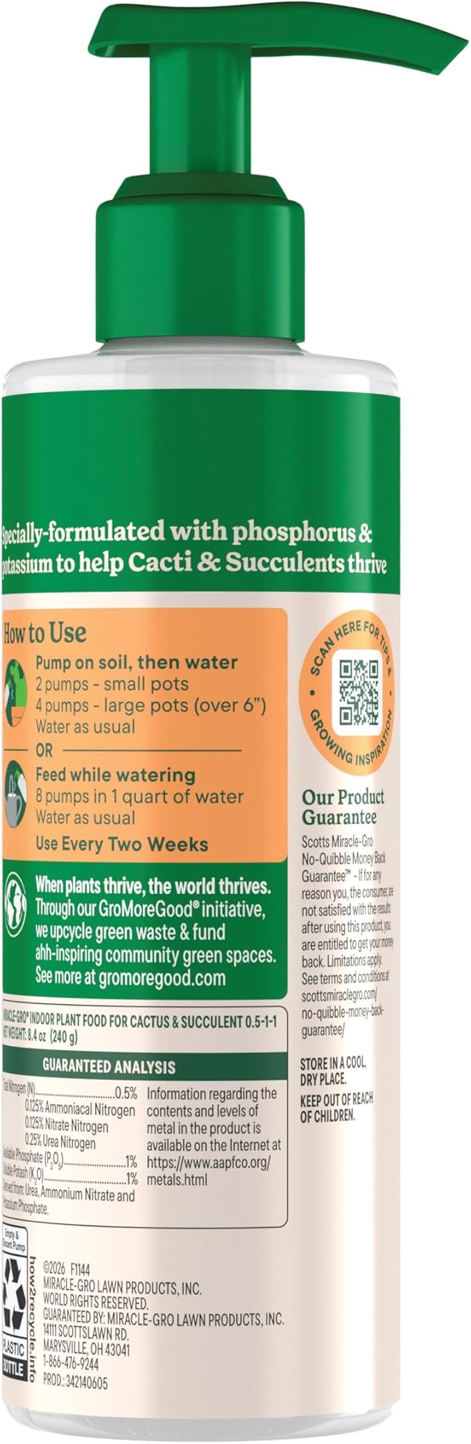 Miracle-Gro Indoor Plant Food for Cactus and Succulent, Liquid Plant Food for Indoor Succulents and Cactus, 8 fl. oz. (3-Pack)