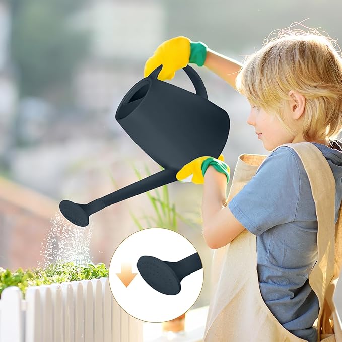 Watering Can - for Indoor and Outdoor House Plant Garden - with Long Spout - 1/2 Gallon - Grey