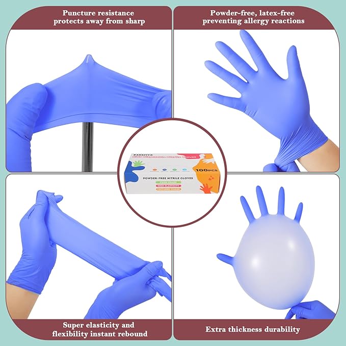Kids Disposable Nitrile Gloves for 4-10 Years, Suitable for Cooking, Gardening, Painting, Powder and Latex Free-100 PCS