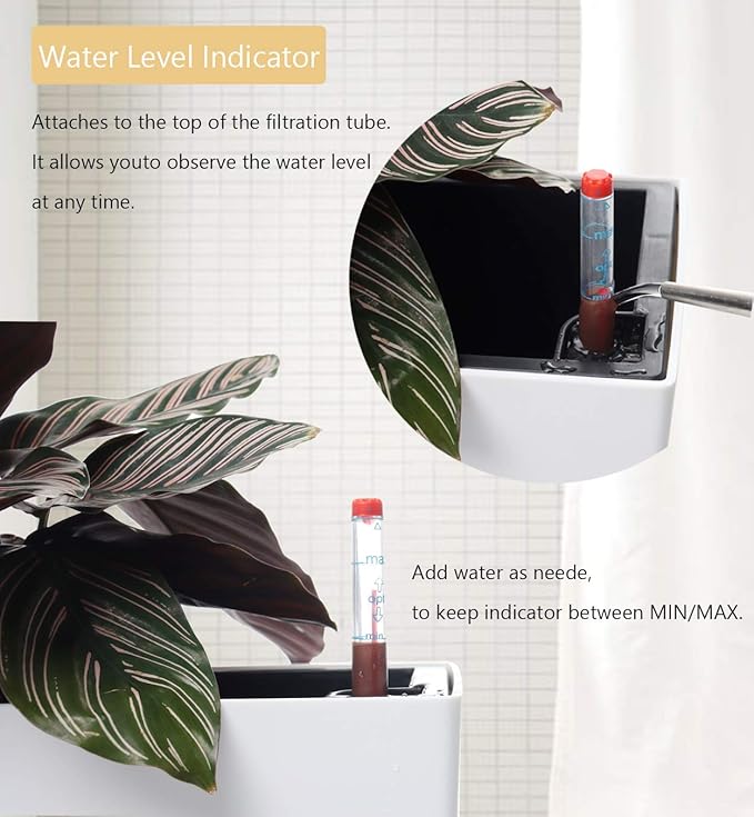 SAROSORA 14" Self Watering Planter Pots with Water Level Indicator, Rectangle Matte Plastic Window Box for Indoor Outdoor, Herbs Succulents Flowers House Plants (White)