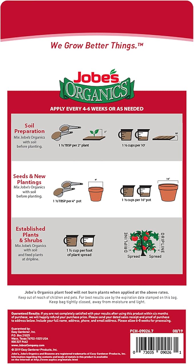 Jobe's Organics Granular Garden Fertilizer | For Vegetables & Tomatoes | 4 lbs Bag | Pack of 2