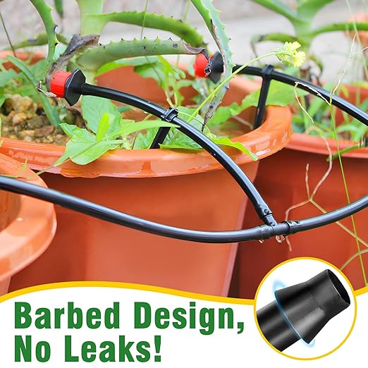 240-Piece Drip Irrigation Fittings Kit for 1/4" Tubing, Complete Set of Drip Barbed Connectors (Nozzle, Micro Dripper, Nozzle Tee, Single Barb, Coupling, Tee, Elbow, Plug, Cross, Stake)