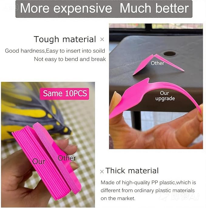 DaTpuik 100 Pcs Waterproof Pink Durable Plastic Plant Outdoor Garden Labels Nursery Markers T-Type Thick Tags Re-Usable for Vegetables Seedlings