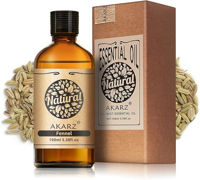 AKARZ 100ml Fennel Essential Oil Natural Fennel Oil Pure for Candle Making,DIY Skincare Products Massage,Home Spa Relaxation