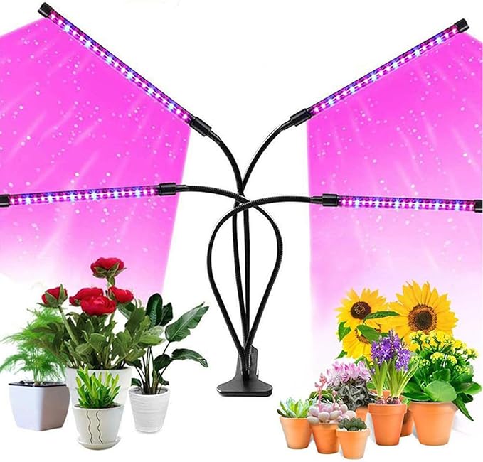 Clip On Grow Light for Indoor Plants,Full Spectrum Led Plant Grow Lights with Auto-Timer, Plant Growing Lamp for Seed Starting,Houseplants, Bonsai, Pot Plant,4 lamp
