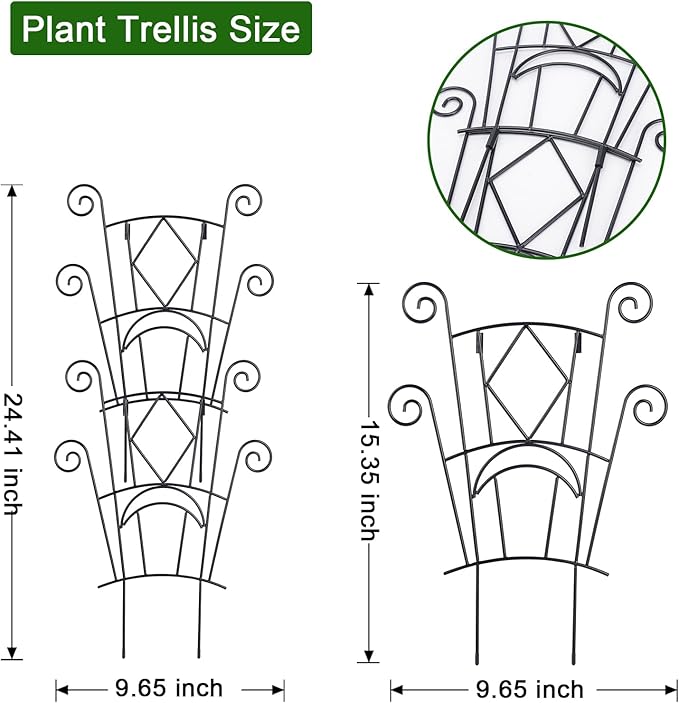 Yhtpouqe Stackable Plant Support Stakes, 2 Pack Metal Twig Plants Trellis for Indoor and Outdoor Use, Garden Accessories for House Potted Flower Monstera Trumpets 15.35 inch