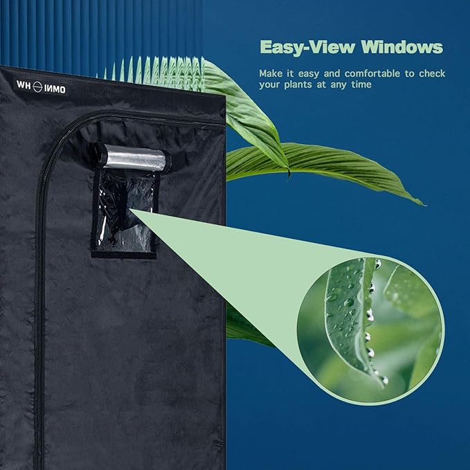 OmniHW Heavy Duty Grow Tent 24" x 48" x 60", 1680D Canvas Reflective Mylar Professional Indoor Growing Tents with Observation Window and Removable Floor Tray for Indoor Hydroponic Plant - 2' x 4'