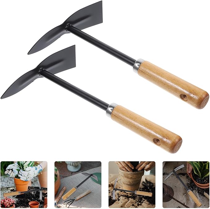 2pcs Garden Trowel Hand Shovel Small Metal Spade with Wood Handle for Planting and Loosening Soil in Garden and Patio Use