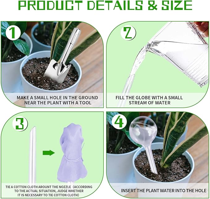 10 Pcs Plant Watering Globes,Clear Small Self-Watering Globes for Indoor&Outdoor Plants,Automatic Plant Waterer Bulbs for Daily Use,Plant Watering Devices,Garden Waterer for Flower,Vacation Plant Care