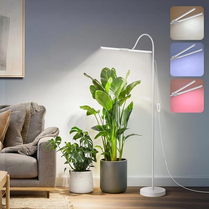 3CCT Grow Lights for Indoor Plants, 168 Full Spectrum LED Plant Light for Indoor Growing with 180° Expandable Lamp Head, 4/8/12H, Dimmable, 67in Tall Adjustable Standing Grow Light with 360° Gooseneck