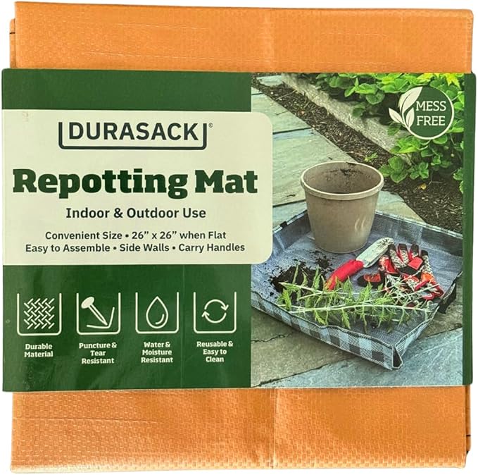 DURASACK 26"x26" Water-Resistant Repotting Mat – Indoor Plant Transplanting, Soil Change & Gardening Mess Control, Terracotta
