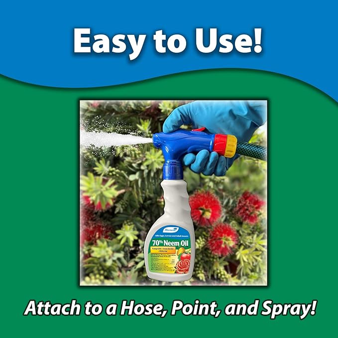 Monterey 70% Neem Oil Fungicide/Insecticide/Miticide Bundled with Measuring Spoon – Controls Powdery Mildew, Black Spot, Rust, Spider Mites, Aphids, and More – 16oz RTS