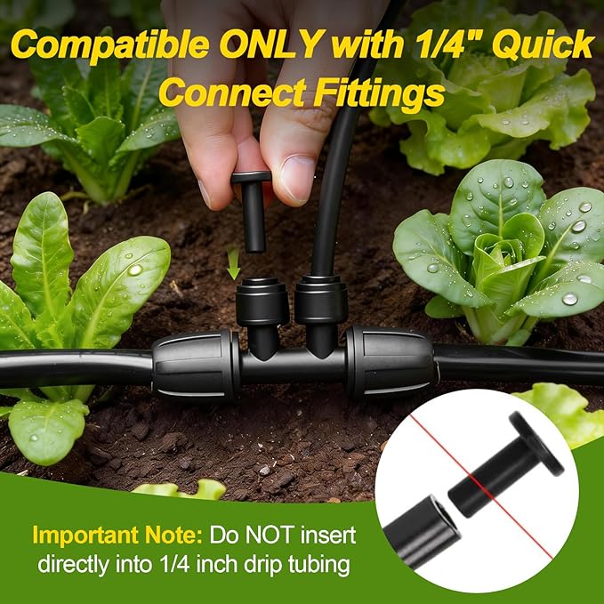 RedChili 30 PCS 1/4" End Plugs for Quick Connect 1/4" Drip Irrigation Connectors, Leak-Free End Cap Parts to Seal Unused Push-to-Fit Connectors in Micro Sprinkler Irrigation System