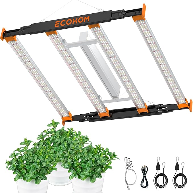 Pro Bar 320W LED Grow Light, Daisy Chain Dimmable Full Spectrum, High PPFD for Indoor Plants Seed Starting Veg Bloom 3x3ft Coverage, Pro Growing Lamps for Home & Commercial, Retractable