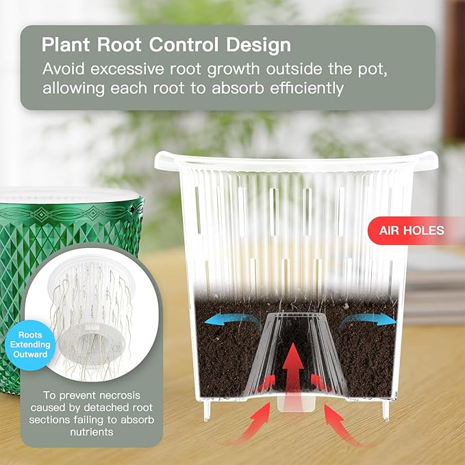 QCQHDU Self Watering Hanging Pots, 2 Pack 5.7 Inch Hanging Planters for Plants Indoor, Flower Pots with Drainage Holes and 3 Hooks Chains for Garden Home (Emerald)