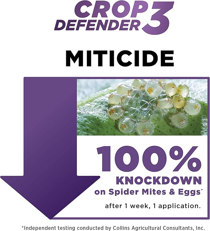 Grower's Ally Crop Defender 3 Concentrate - Natural Miticide, Insecticide, Fungicide Control for Plants - OMRI Listed Garden Safe Spray Killer for Powdery Mildew & Mites - 8 Oz, Makes 25 Gallons