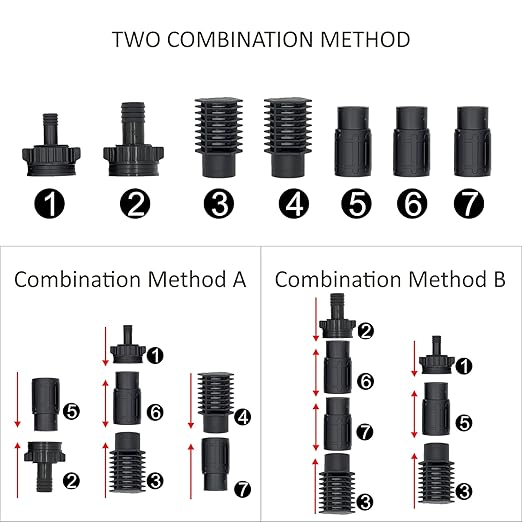 Toolazy Ebb and Flow Fitting Kit - 7-Piece Fill and Drain Bulkhead Fitting Set with 1/2" & 3/4" Outlets, Screen Fittings and Extensions for Hydroponic Flood and Drain, Aeroponic and Aquaponic Systems