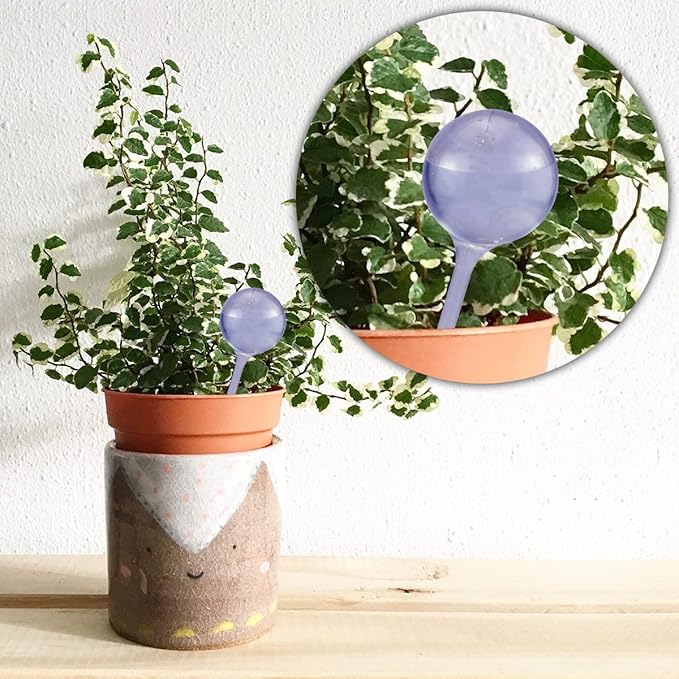 IFAMIO 5 Pack Self-Watering Bulbs Plant Watering Globes Garden Water Device Clear Plant Watering Bulbs Drip Irrigation Device Plant Watering Ball for Home Plant Indoor and Outdoor Blue