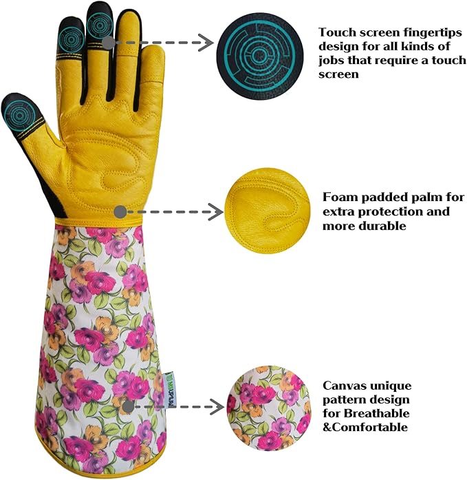 Long Gardening Garden Gloves,Thorn-proof&Puncture Resistance Rose Cactus Gauntlet Glove for Gardener,Gifts