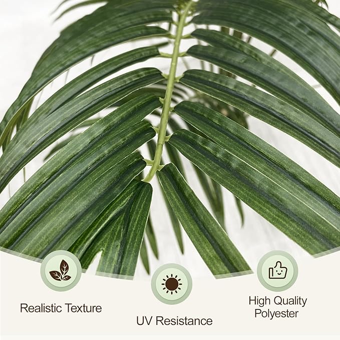 5ft Artificial Palm Tree Indoor Plant Tall Fake Tropical Paradise Palm Tree in Pot with Real Bark Design Faux Areca Palm Tree for Home Office Living Room Bedroom Farmhouse Modern Decor 1pcs