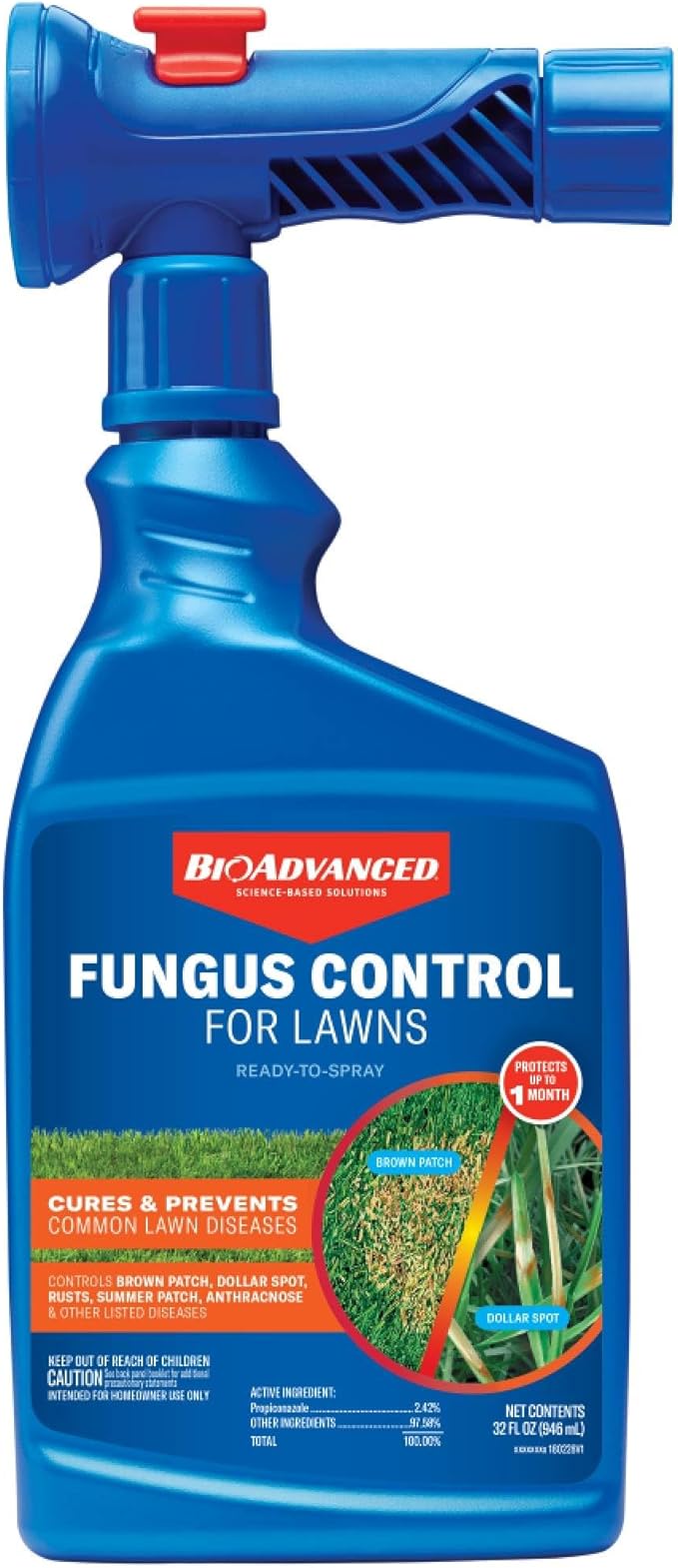 BioAdvanced Fungus Control for Lawns, Ready-to-Spray, 32 FOZ, 5,000 Sq Ft (Pack of 8)