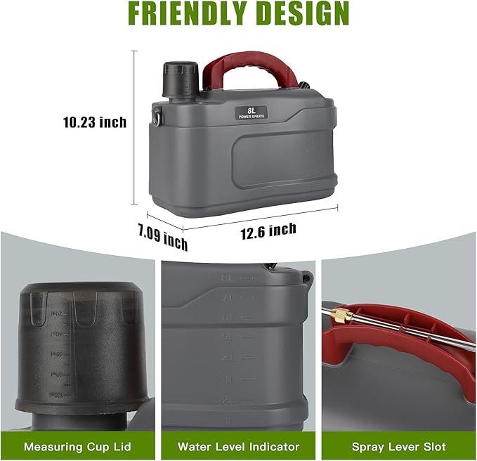 2 Gallon Battery Powered Garden Sprayer Pump Sprayer with USB Rechargeable Handle, Retractable Wand, Adjustable Strap Electric Weed Sprayer for Lawn, Garden, Yard