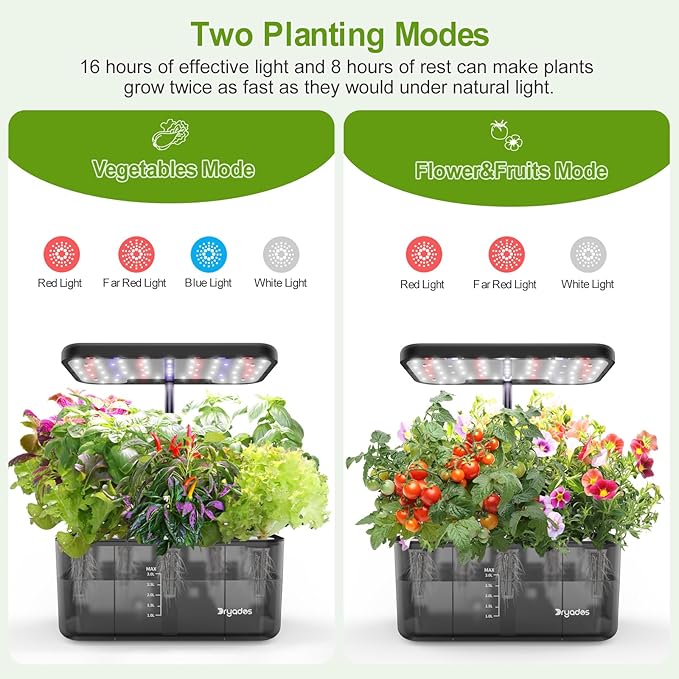 8-Pod Hydroponics Growing System Translucent Indoor Herb Garden with LED Grow Light Smart Quiet Pump Plant Germination Kit for Hydroponic Herbs, Vegetables, Lettuce Harvest on Countertop