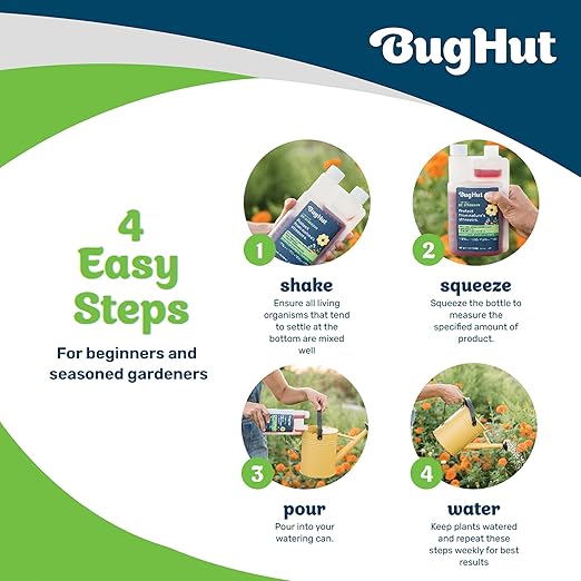 BugHut Booster Liquid Plant Food - Formula for Strong Roots, Vibrant Blooms, and Healthy Growth - Ideal for Indoor & Outdoor Gardening - People, Pets & Pollinator Friendly - 16 fl oz, Makes 63 Gallons