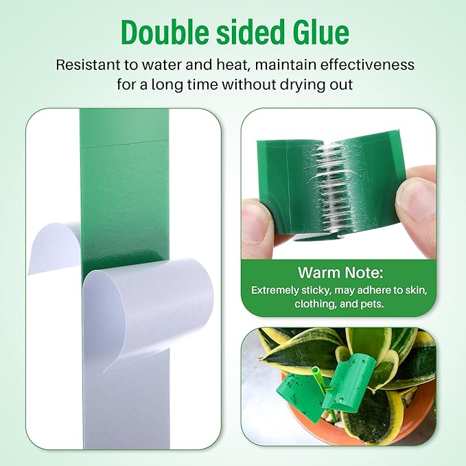 100 Pcs Gnat Sticky Traps for Plants, Sticky Traps for Gnats with 20 Stakes to Control, Aphids, Plant Bug, Mosquito Bits and Whiteflies(Green)