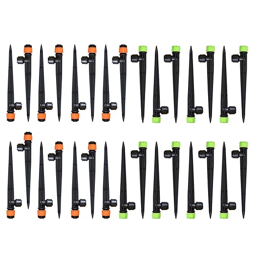 RAINPOINT Drip Irrigation System Kit, Quick-Connect Garden Watering System for Greenhouse, Yard, Lawn, Raised Bed (15PCS Emitter Streams, 15PCS Vortex Emitters) Compatible with 1/4" Irrigation Tubing