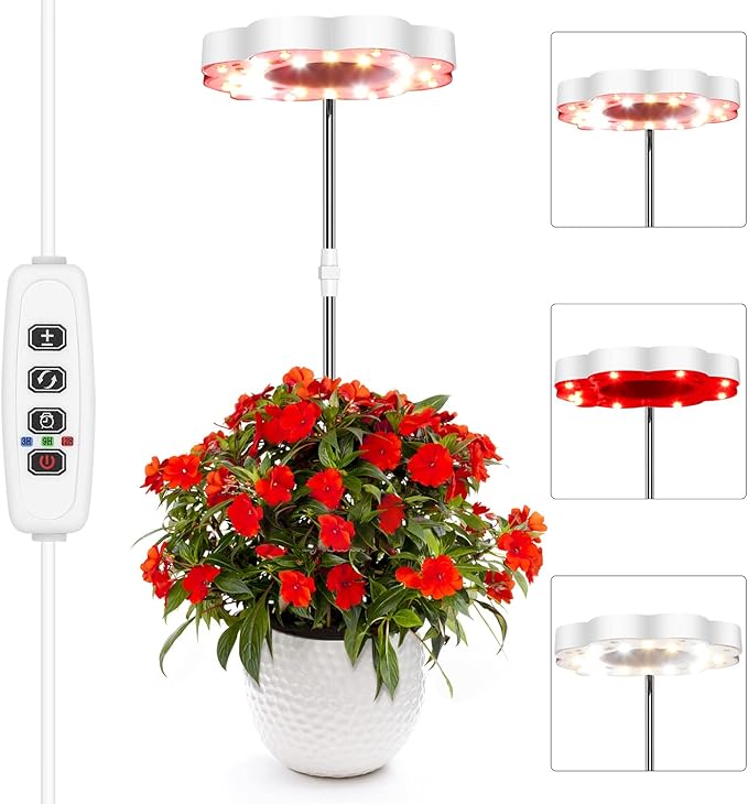 CFGROW Grow Light Full Spectrum Plant Light for Indoor Plants, Height Adjustable Growing Lamp with Auto On/Off Timer 3/9/12H, 10 Dimmable Levels, 3 Light Modes Small Plant Grow Light