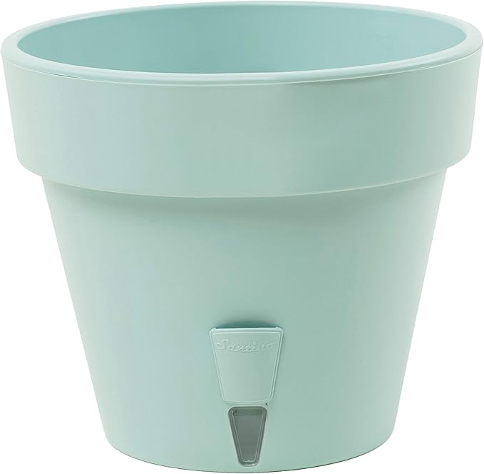 DECOPOTS - Pack of 3 - Self Watering Planter - Height 6.9 inches - Flower Pot with Bottom Watering Level Indicator for All House Plants, Flowers, Herbs (Diameter 7.9", Jade)