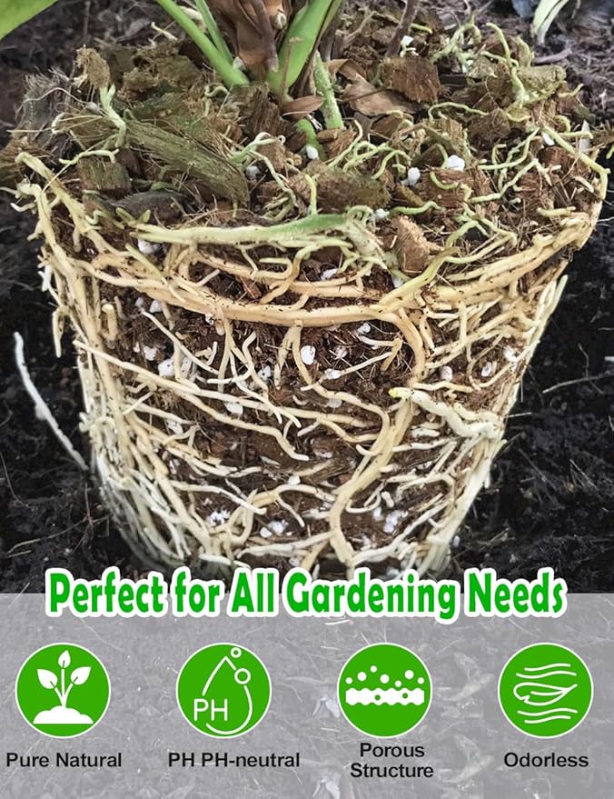 TOYPOPOR Perlite for Plants, (10qt) 3-6mm Organic Perlite for Gardening, Perlite for Plants Indoor, Soil Additive Conditioner Mix Improve Drainage and Ventilation Promote Root Growth and Soil Health