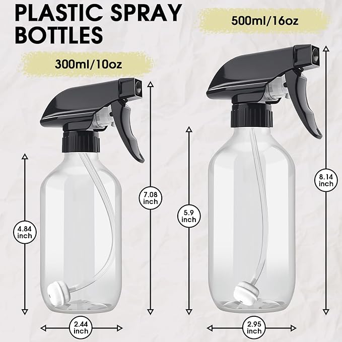 2 Packs Plastic Spray Bottles 360°Water Spray Bottle for Cleaning - 10 oz/300 ml Upside Down Spray Bottle Small Squirt Bottle with Adjustable Nozzle for Hair, Cooking, Plant, Pet (Brown + Green)
