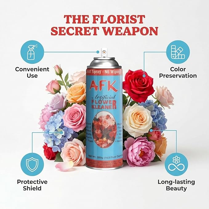 Larksilk Silk Flower Cleaner Spray for Artificial Plant & Flowers - Dust Remover Aerosol Spray for Fake Plants,Leaves & Décor - Artificial Plant Cleaner Spray No Wipe Finish (Pack of 4)